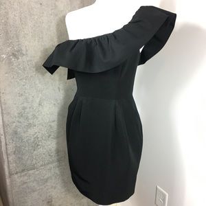 Rebecca Taylor One Shoulder Silk Ruffle Dress